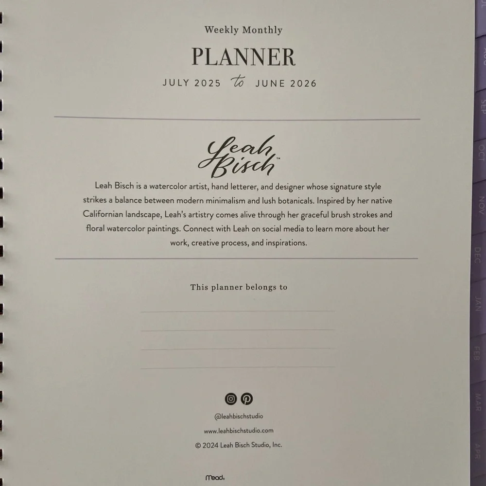 Leah Bish 2026 Academic Planners Weekly Monthly Floral Set of 2 NEW